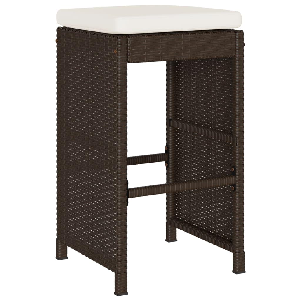 vidaXL High Garden Bar Stools with Cushions 6 Pcs Brown PE Rattan Stool, Outdoor Bar Stool, Bar Chair, Garden Stool