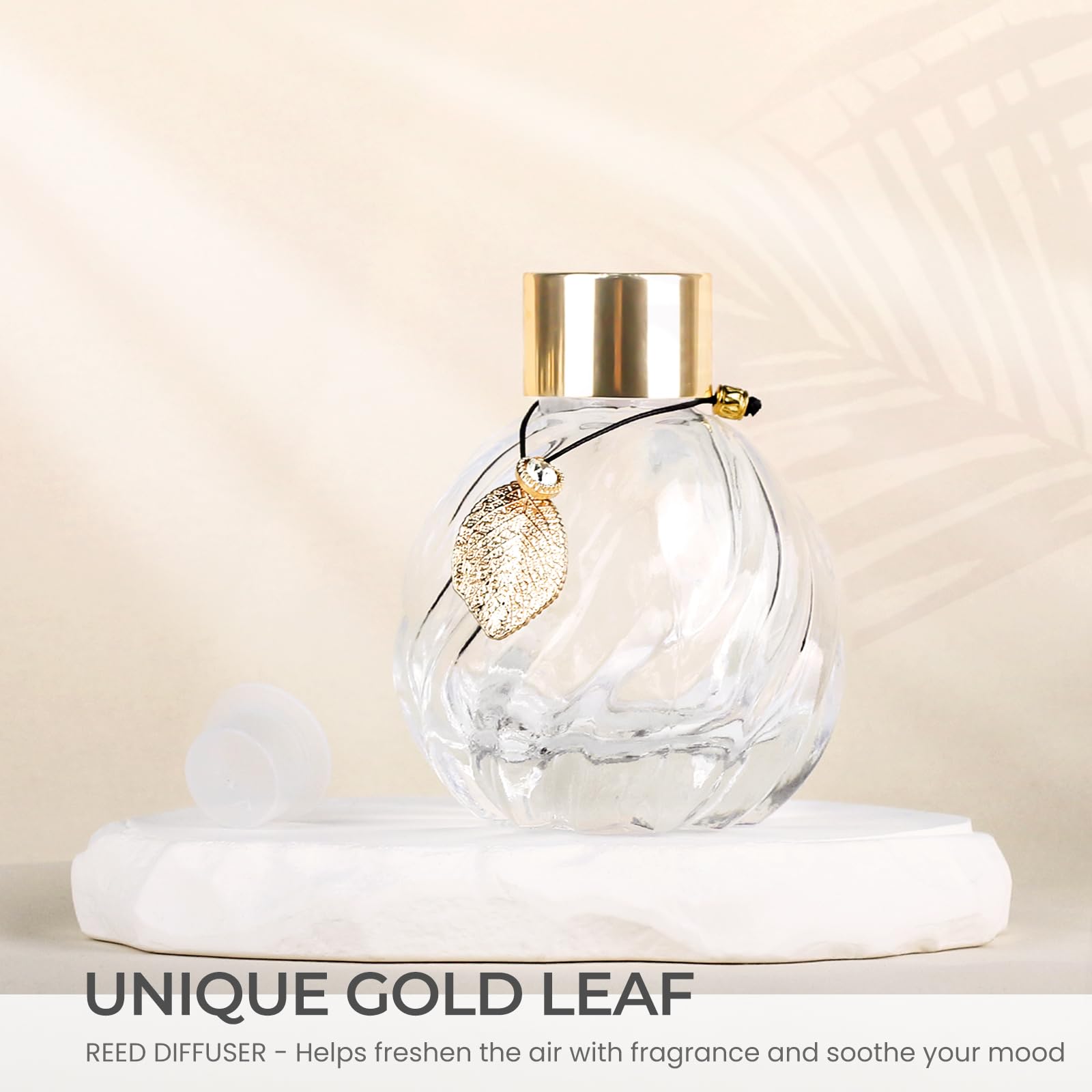 Trifolic 4Pcs Reed Diffuser Set With Metal Golden Decoration, 3.5Oz Empty Reed Diffuser Bottles With 20Pcs Reed Diffuser Sticks,