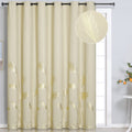 Estelar Textiler Beige Room Darkening Curtain For Sliding Door 80W X 96L Inch Long Thermal Insulated Grommet Gold Printed Curtai