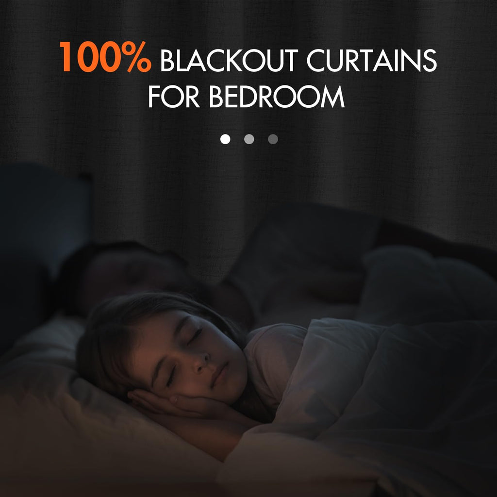 Miulee 100% Blackout Curtains 90 Inches Long Linen Curtains & Drapes For Bedroom Back Tab Living Room Darkening Full Black Out Window Curtain Panels Rod Pocket, Light Grey, 2 Panels Set