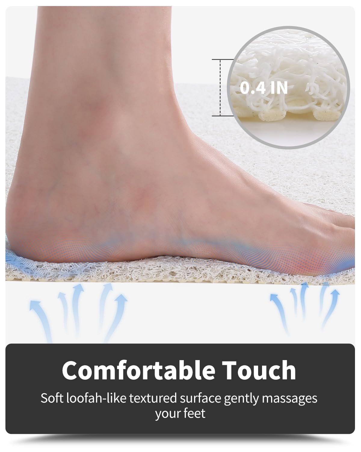 Non-Slip Bathtub Mat, 20X32 Inch, Shower Mats For Bath Tub, Pvc Loofah Bathroom Mats For Wet Areas, Quick Drying