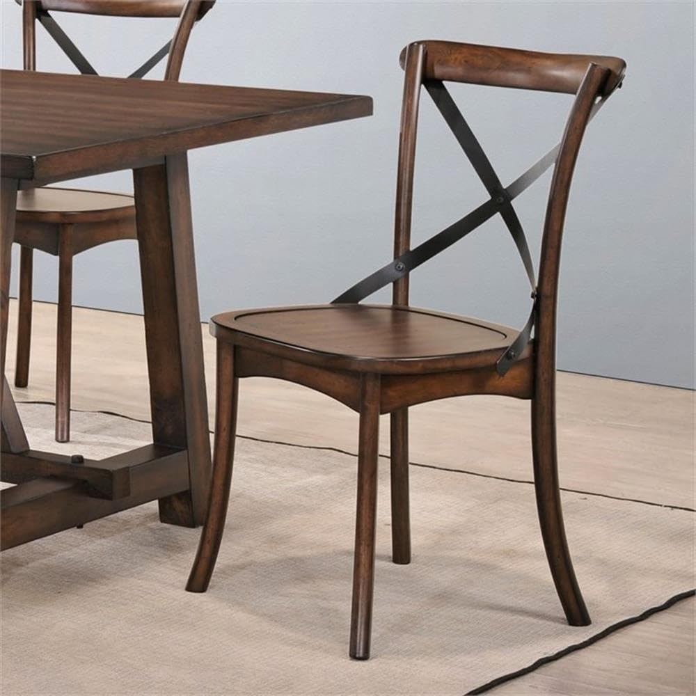 Acme Kaelyn Wooden Side Chair in Dark Oak and Black Set of 2
