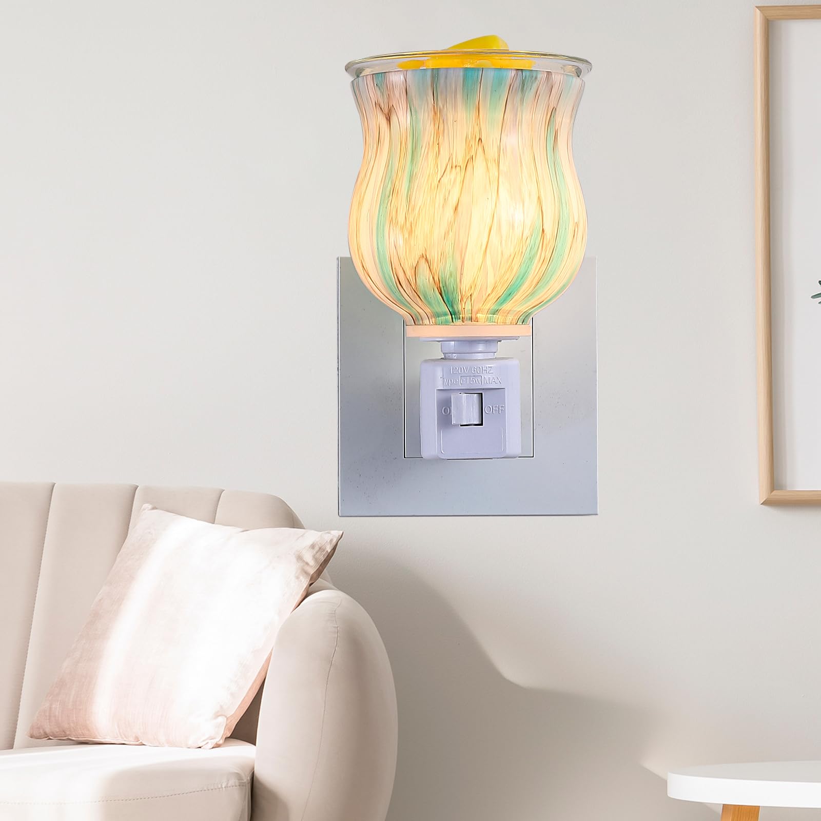 Mepllivs Warmers Pluggable Fragrance Glass Warmer- Decorative Plug-In For Warming Scented Candle (Light Green)