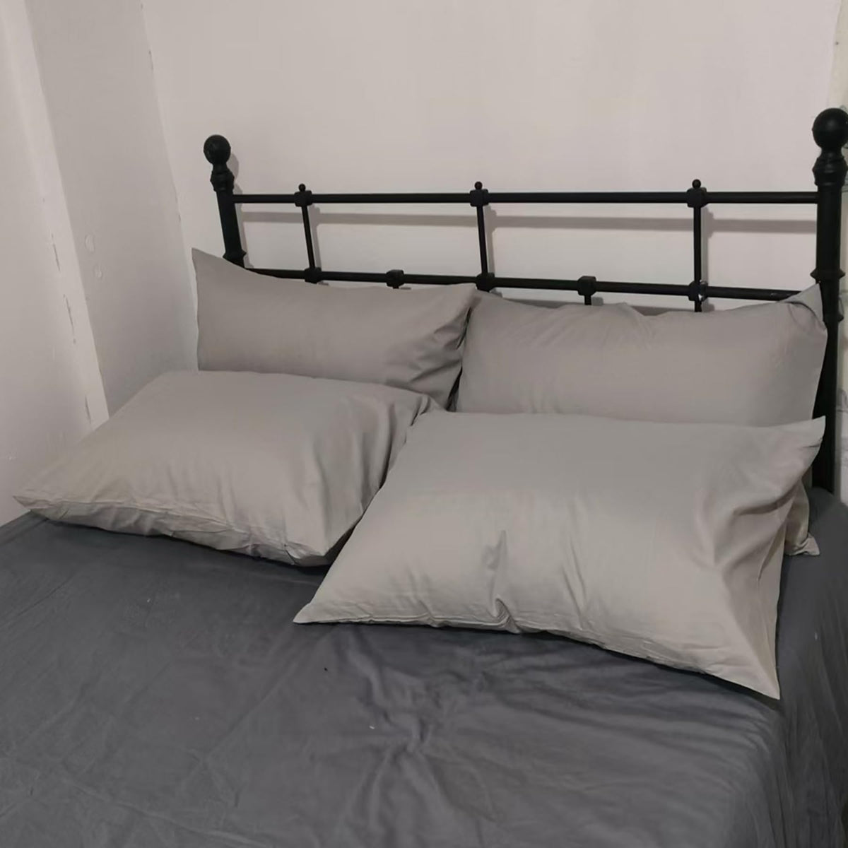 Premium Queen Pillowcases 4 Pack - Light Grey Standard - Ultra Soft 1800 Thread Count Microfiber- Double Brushed - Allergies Fre