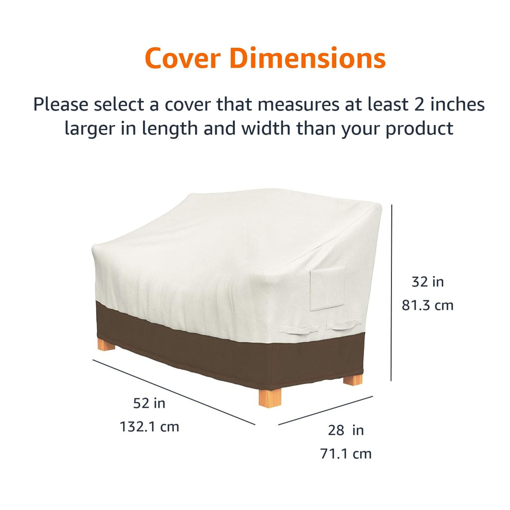 Amazon Basics 2-Seater Outdoor Patio Bench Cover, Beige/Tan