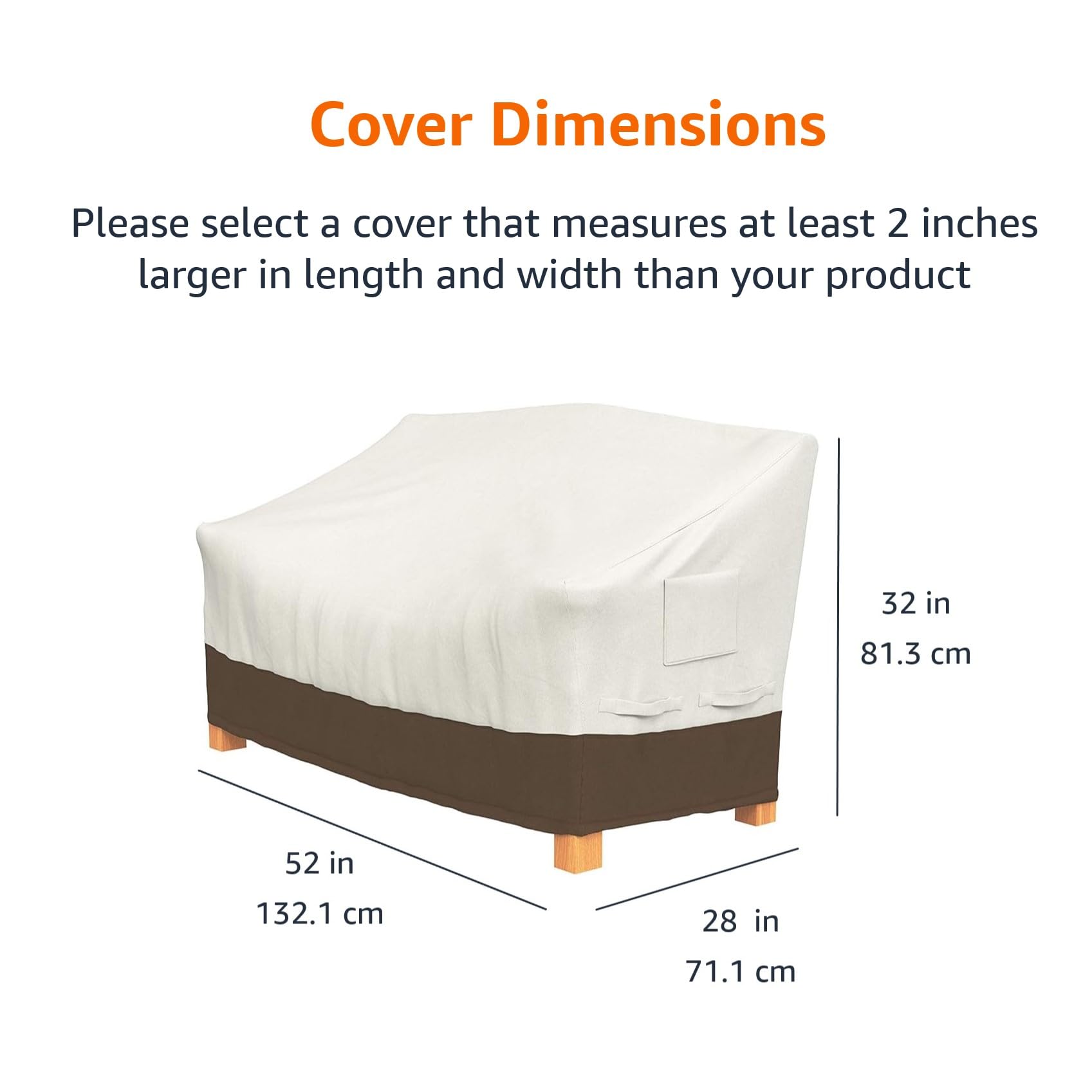 Amazon Basics 2-Seater Outdoor Patio Bench Cover, Beige/Tan