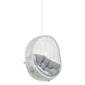Modway Hide Wicker Rattan Sunbrella® Fabric Outdoor Patio Swing Chair With Hanging Steel Chain In White Gray