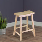 Winsome Satori Saddle Seat Counter Stool, 24-Inch, Natural Finish, Solid Wood, Transitional Style