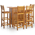vidaXL Patio Bar Set 5 Piece, Dining Table Set for Outdoor, Bar Table for Garden Yard, Patio Bar Stool, Farmhouse, Solid Wood Acacia