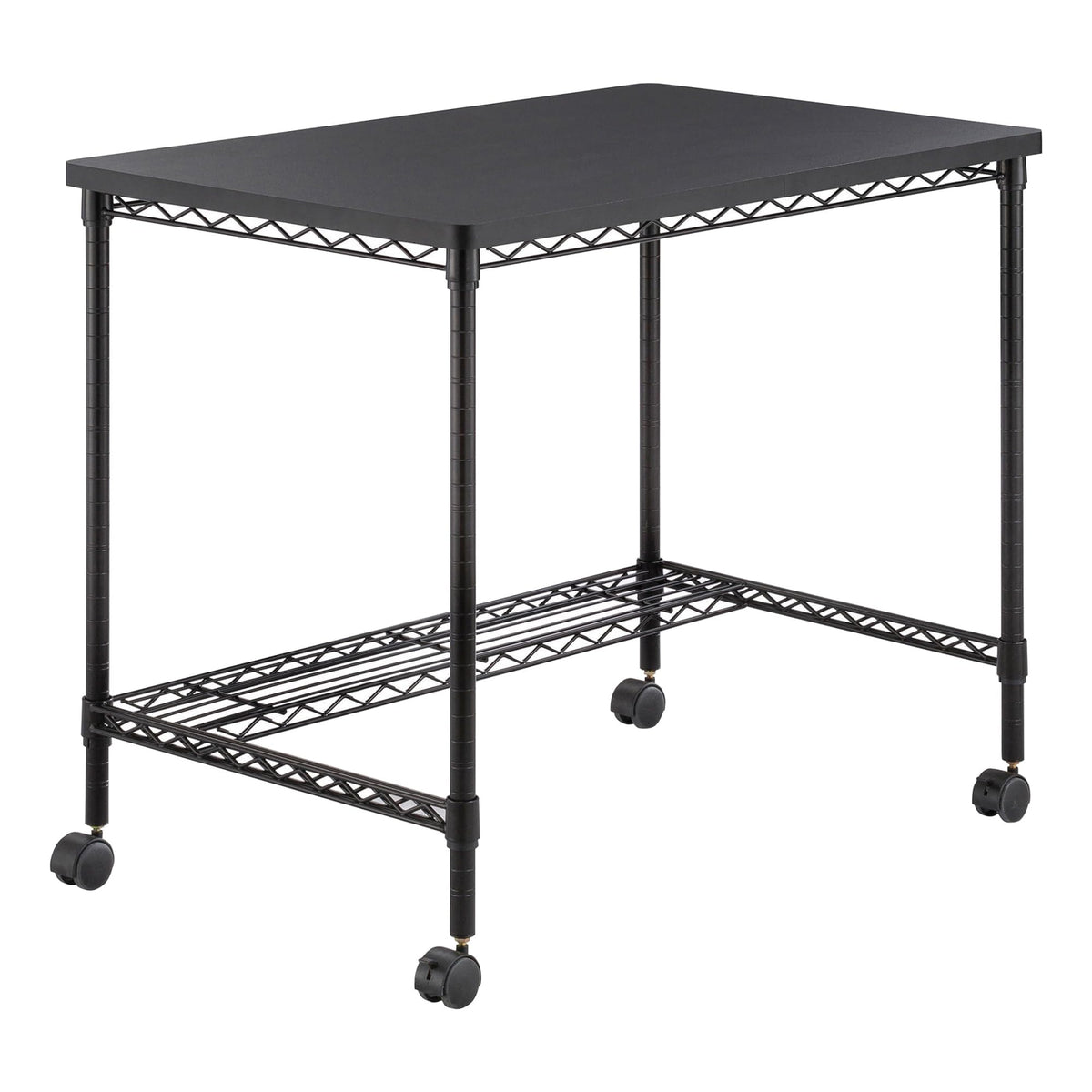 Safco Products 5203BL Mobile Home Office, Kitchen & Garage Wire Desk, Steel Frame, Multi-Use Melamine Top, Wheeled or Stationary Base, Great for Apartments and Dorms, Black