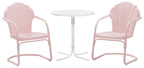 Crosley Furniture Tulip 3-Piece Outdoor Bistro Set, Retro Metal Patio Table and Chairs for Dining, Porch, Pastel Pink Gloss