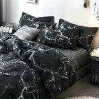Luxlovery Black Marble Comforter Set Queen Black Marble Bed Set Full Cotton Comforter Cozy Beathable Soft Black And White Marble