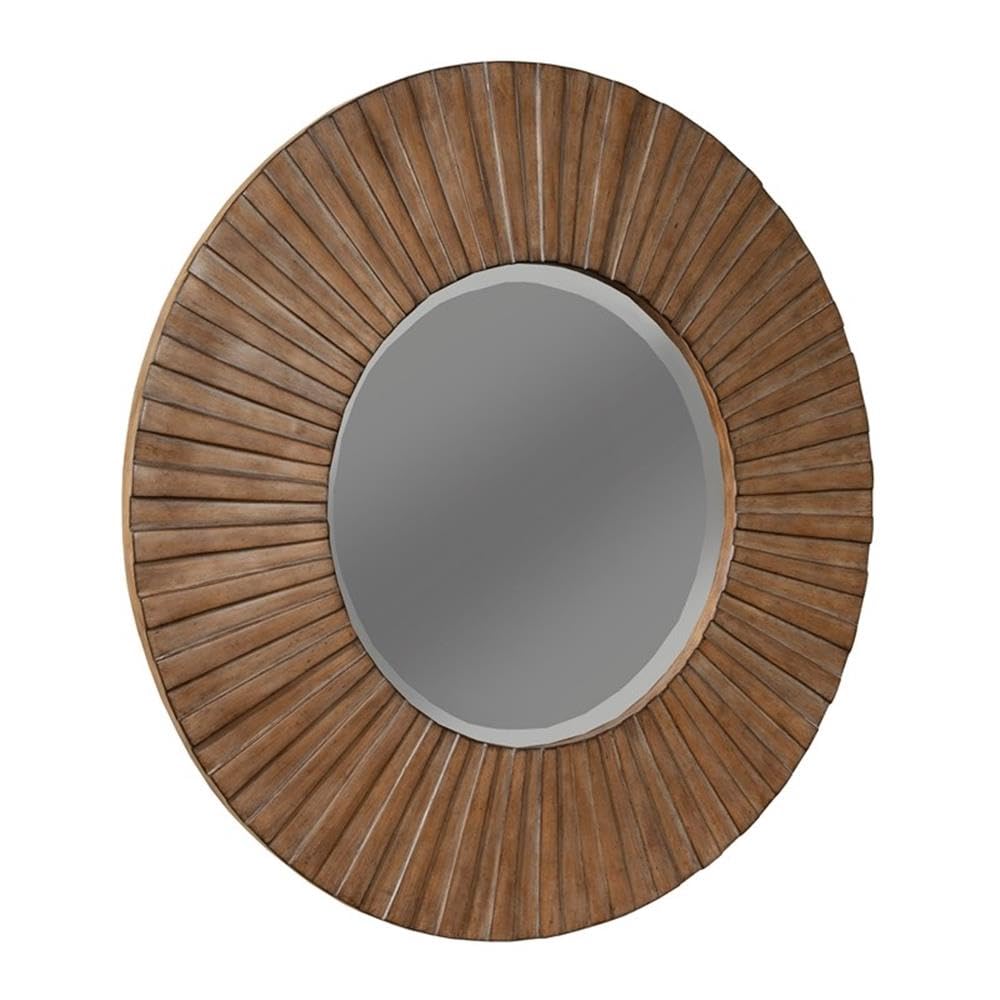 Alpine Furniture Brown Pearl Wood Mirror In Brown Bronze