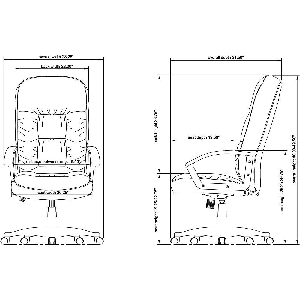 Lorell Tufted Leather Executive Black High-Back Chair