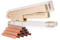 Sirmedal Elegant Ultra Clear Acrylic Office Supplies Acrylic Stapler Matte Gold Desktop Stapler With 1000Pcs Staples For Office