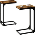 QEEIG Narrow C Shaped Side Table Set of 2 Living Room Sets Slim Couch Tray Tables Skinny Thin Small Farmhouse 9.5 inch Width, Ru