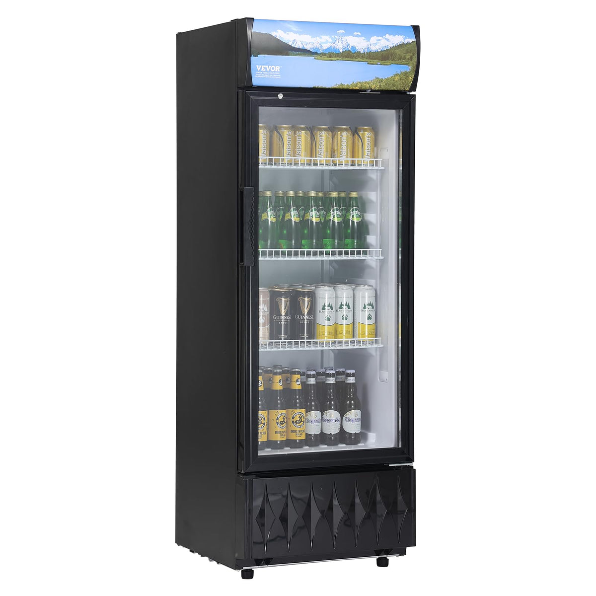 VEVOR Commercial Merchandiser Refrigerator, 6.8 Cu.Ft / 195L Beverage Refrigerator Cooler Merchandiser, Glass Door Display Refri