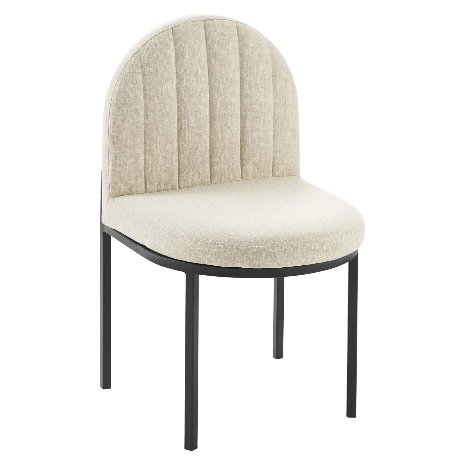 Modway Isla Channel Tufted Upholstered Fabric Dining Side Chair, Black Beige