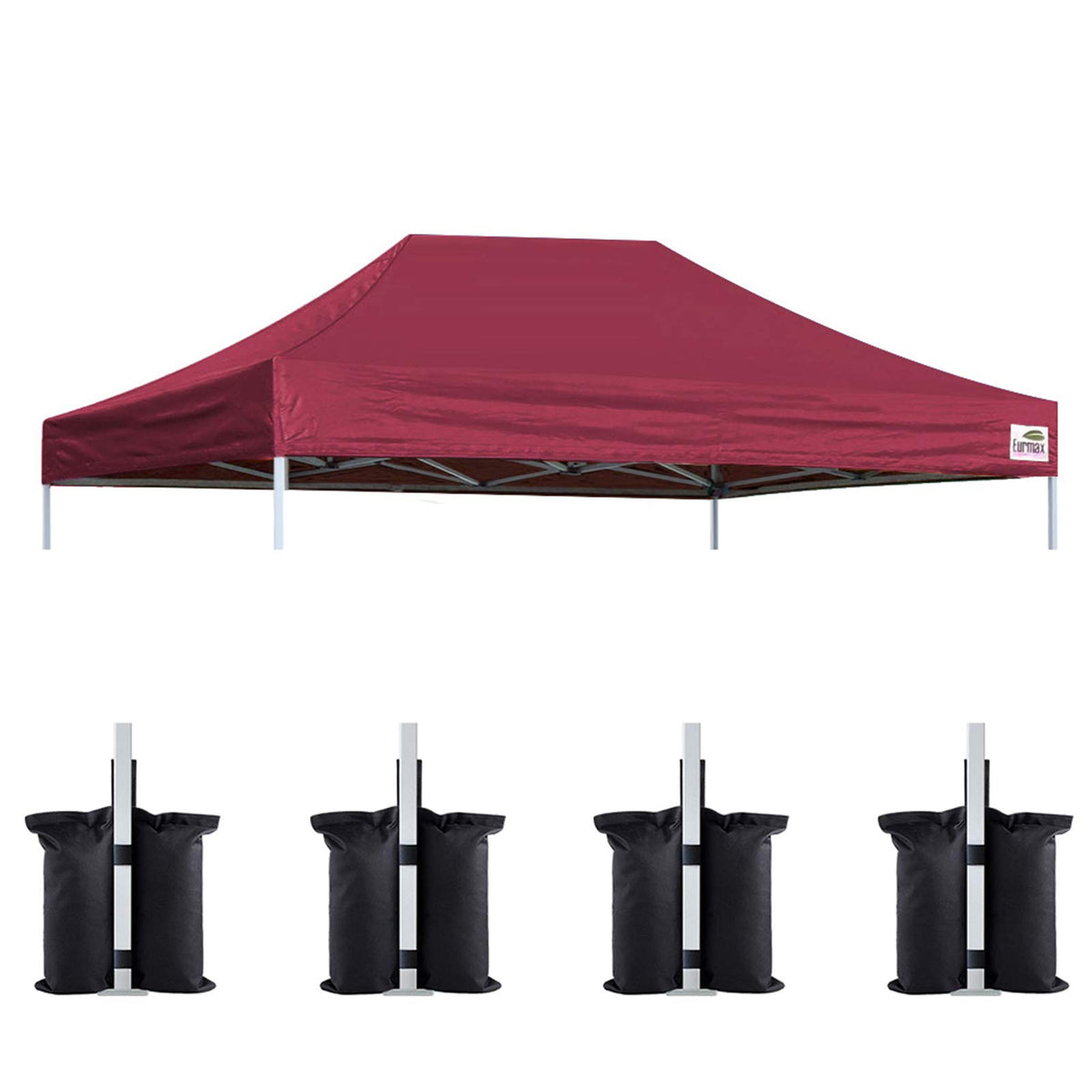 Eurmax Usa Pop Up Canopy Top Gazebo Tent Cover Replacement Top Only,Bonus 4Pc Pack Canopy Weight Bag (10X15, Burgundy)