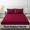 Roman. Double Bedsheet Set, 90X100 Inch Elastic Fitted Bedsheet With 2 Pillowcases, 300 Tc Cotton, Maroon, Striped, Floral Theme