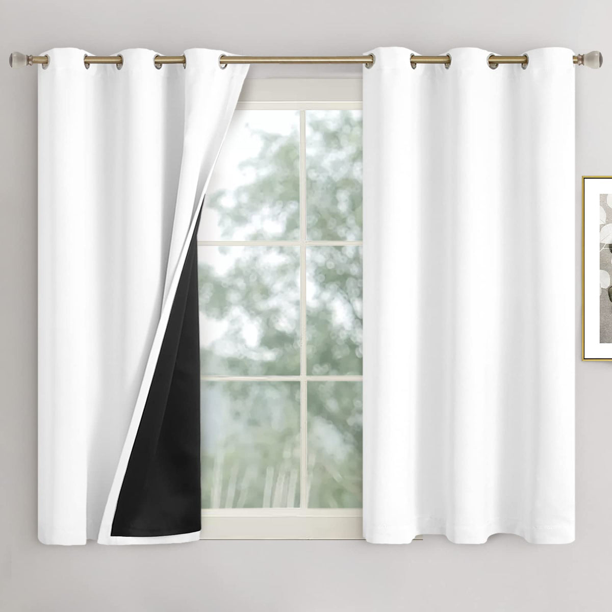 Quemas Short Blackout Curtains 45 Inch Length 2 Panels, 100% Light Blocking Thermal Insulated Soundproof Grommet Small Window Cu