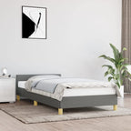 vidaXL Bed Frame with Headboard Home Indoor Bed Accessory Bedroom Upholstered Single Bed Base Furniture Dark Gray 39.4"x79.9" Twin XL Fabric