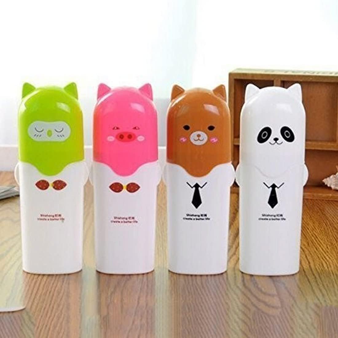 DREAMZ PRIME Multi Colour Plastic Cute Cartoon Children Travel Teddy Shape Toothbrush Holder Box Case Tooth Brush Cover