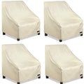 Nettypro Patio Chair Covers 34 Inch Waterproof 600D Heavy Duty Outdoor Seat Covers Set 4, Beige