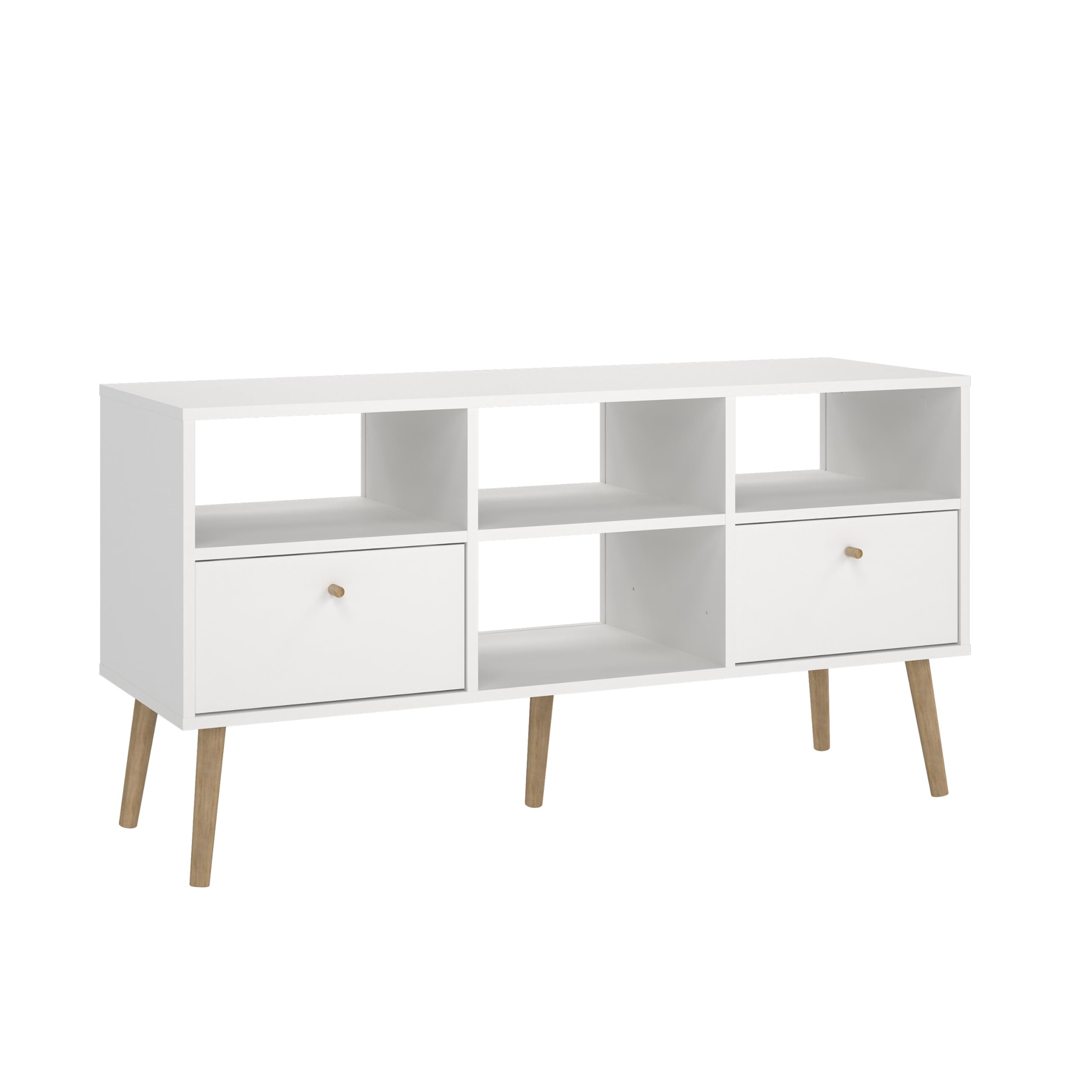 Bodo TV Stand with 2 Drawer and 4 Shelves, White