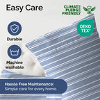 Extra Deep Pocket Cal King Sheets - 4 Piece Breathable & Cooling Bed Sheets - Hotel Luxury Bed Sheet Set - Soft, Wrinkle Free & Comfy - Easily Fits Extra Deep Mattresses - Blue Striped Sheets Set