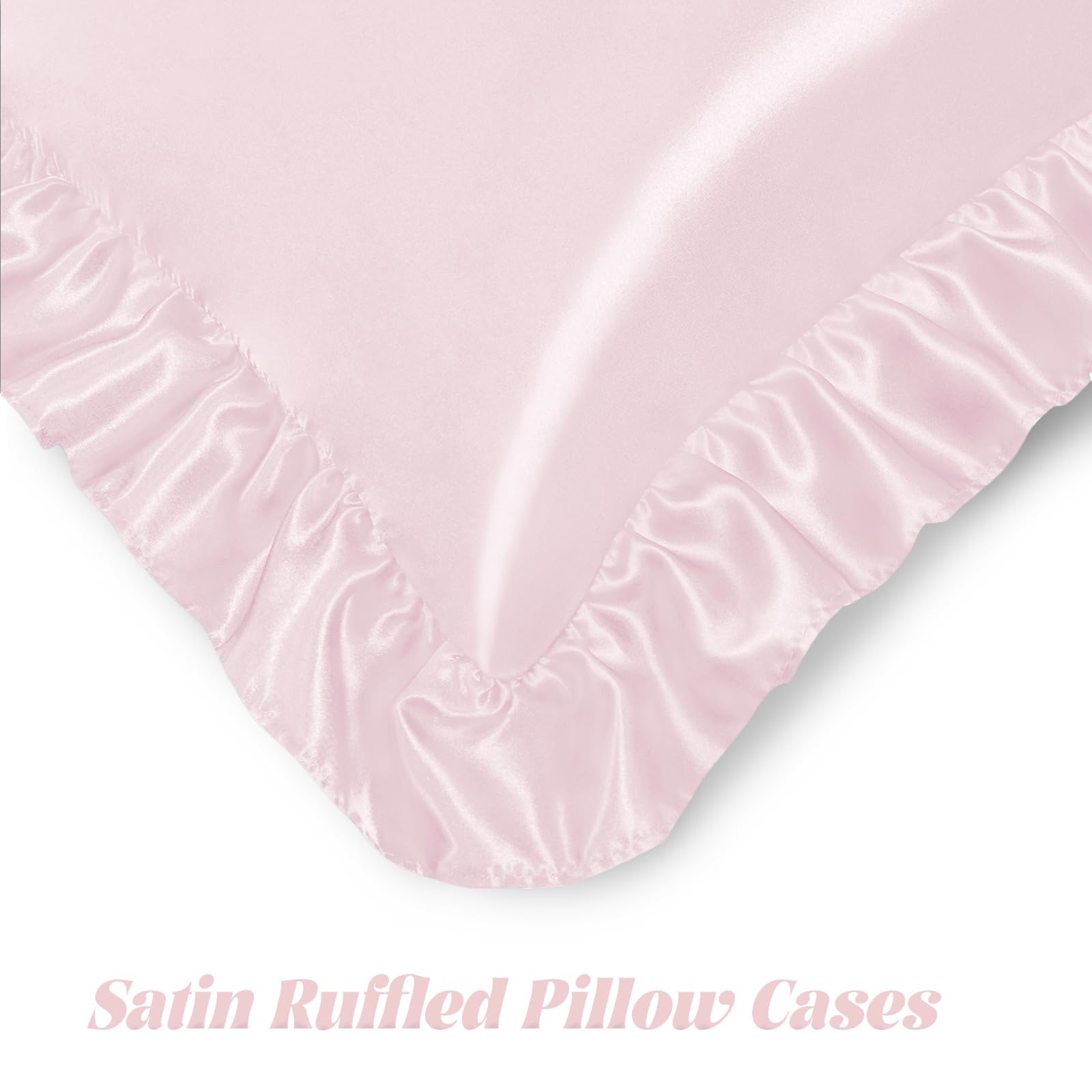 Homiest Ruffle Satin Body Pillow Cover, Silky Satin Body Pillowcase With Envelope Closure, Luxury & Ultra Soft Body Size Pillow