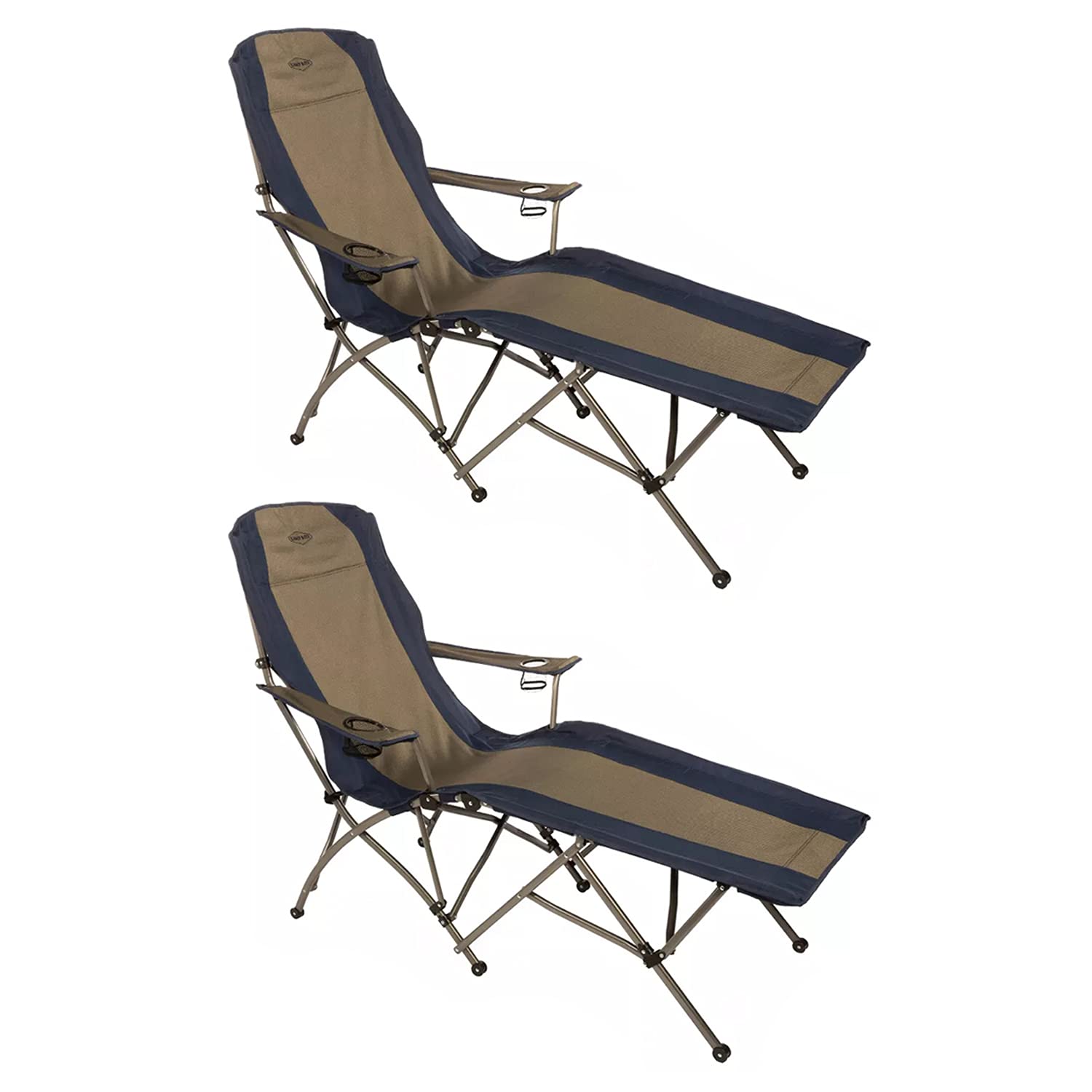 Kamp-Rite KAMPFL145 Heavy Duty Steel Frame Soft Arm Portable Folding Outdoor Weatherproof Camping Lounger Lounge Chair with Carr