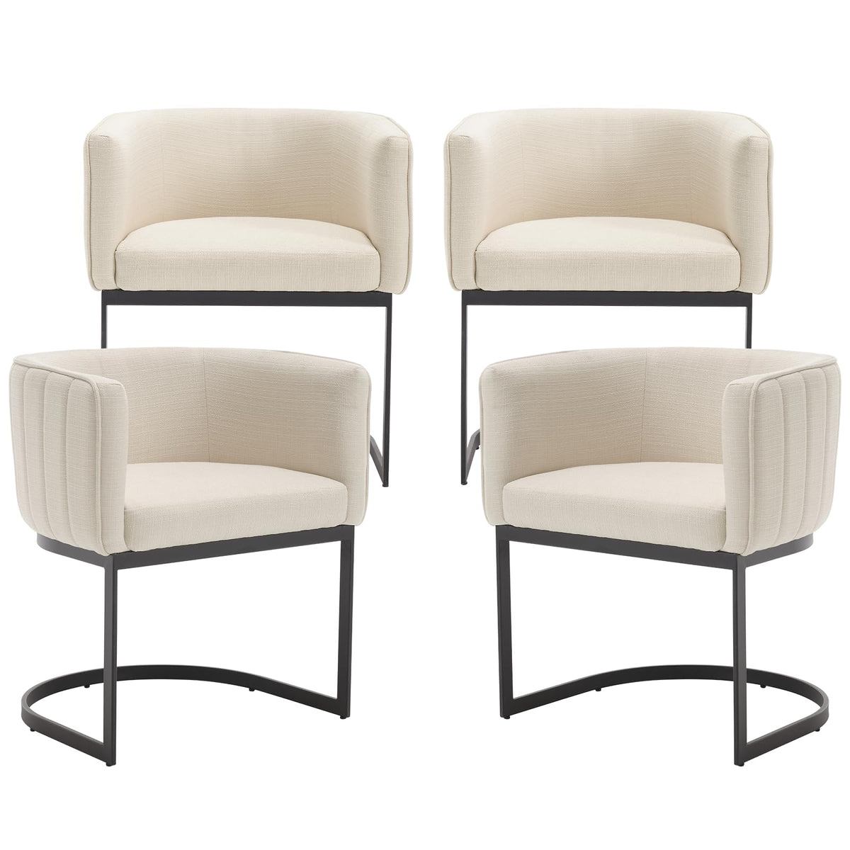Janoray Modern Dining Chairs Set Of 4, Contemporary Linen Kitchen & Living Room Chairs With Metal Frame Comfy Upholstered Side B