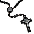 Alexander Castle Our Father Solid Wooden Rosary Beads (Handmade - Brazilian Walnut) with St Benedict Junction - Comes in Velour 