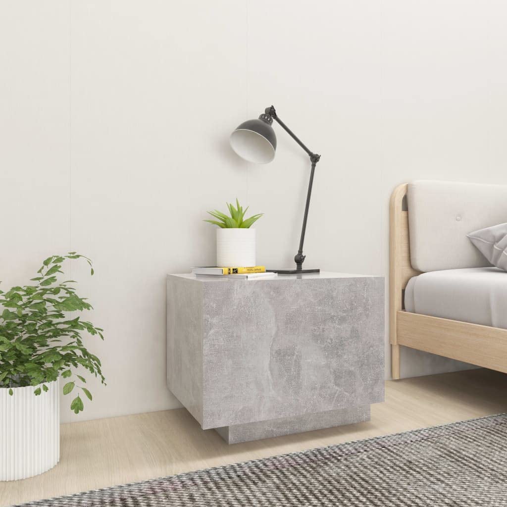 vidaXL Bedside Cabinet Home Indoor Living Room Bedroom Nightstand Side Cabinet Couch Table Telephone Stand Furniture Concrete Gray Engineered Wood