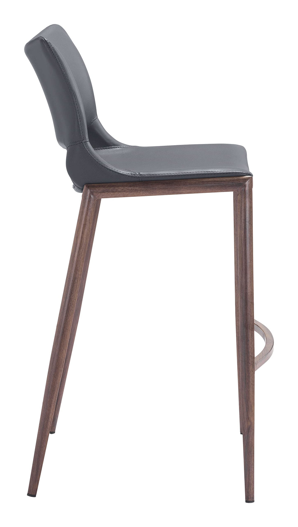 Zuo Ace Barstool Dark Gray & Walnut