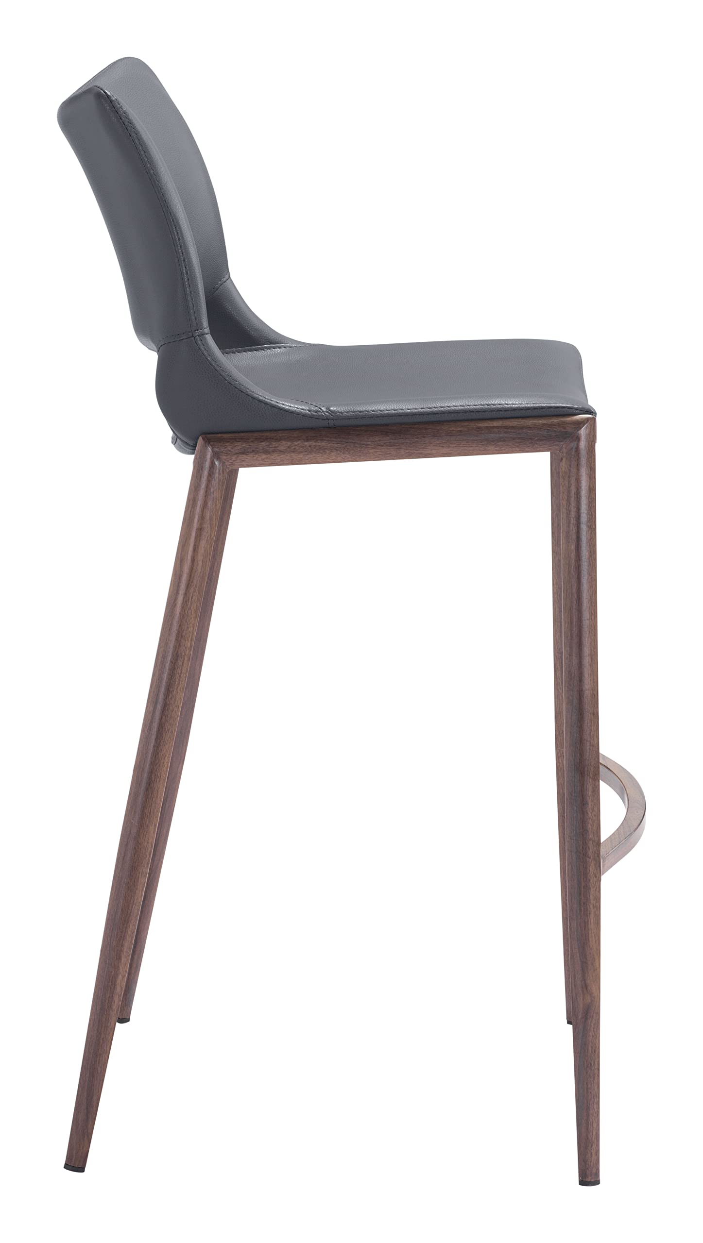 Zuo Ace Barstool Dark Gray & Walnut