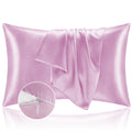 Bedelite Satin Pillowcase With Zipper 2 Pack, Pink Pillow Cases Standard Size, Super Soft And Cooling Similar To Silk Pillow Cas