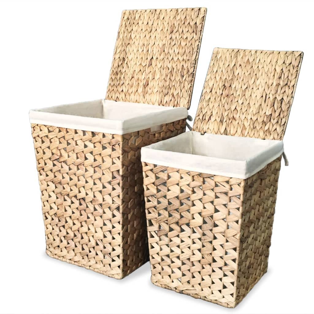 vidaXL Laundry Basket Set 2 Pieces Water Hyacinth