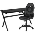 Flash Furniture Gaming Desk and Black Racing Chair Set/Cup Holder/Headphone Hook/Removable Mouse Pad Top - 2 Wire Management Holes