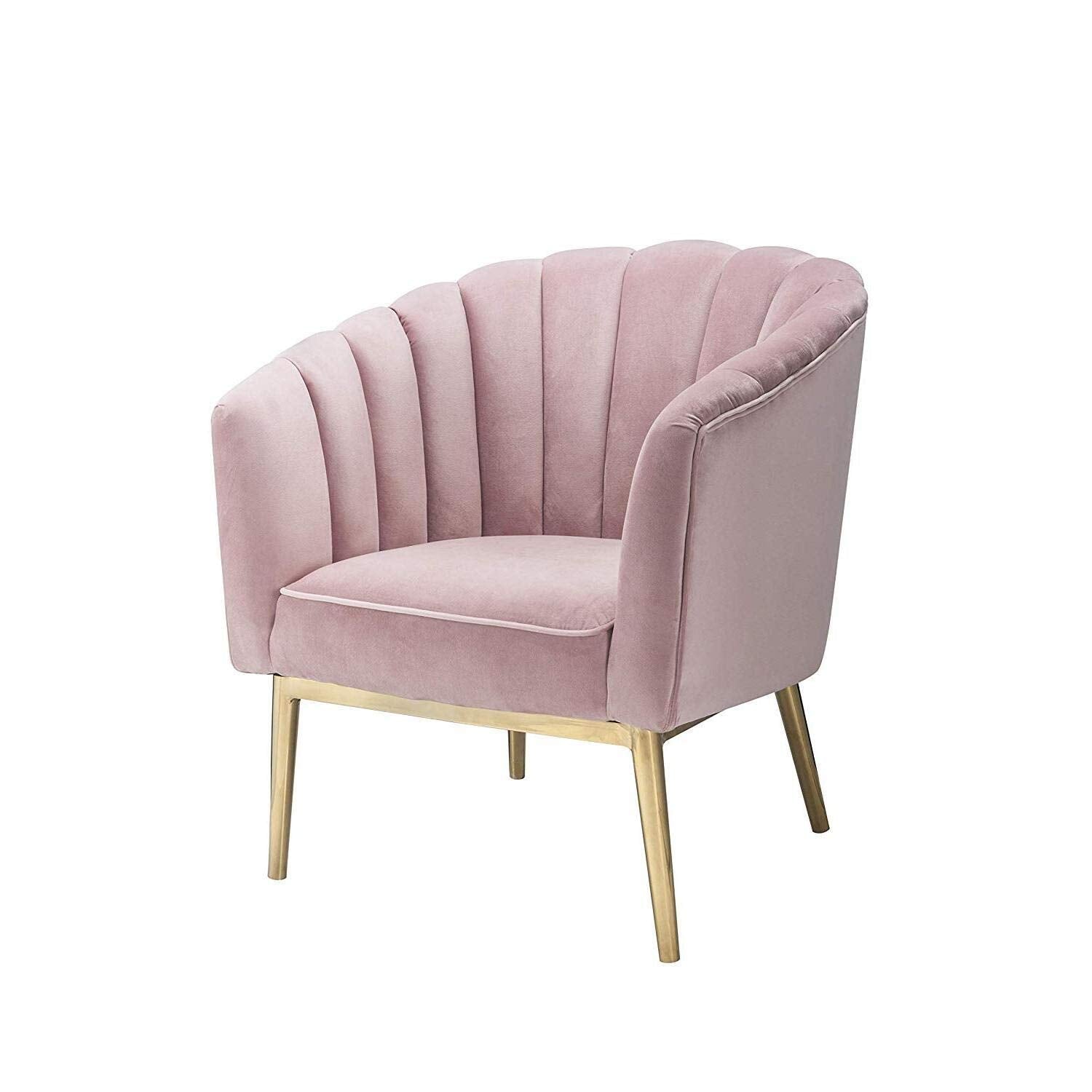 Acme Colla Velvet Upholstery Accent Chair in Blush Pink and Gold