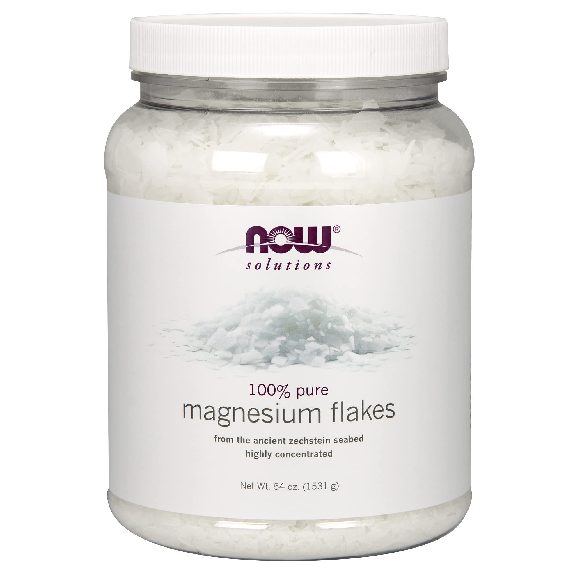 Now Solutions, Magnesium Flakes, 100 Pure, From The Ancient Zechstein Seabed, Highly Concentrated, 54-Ounce