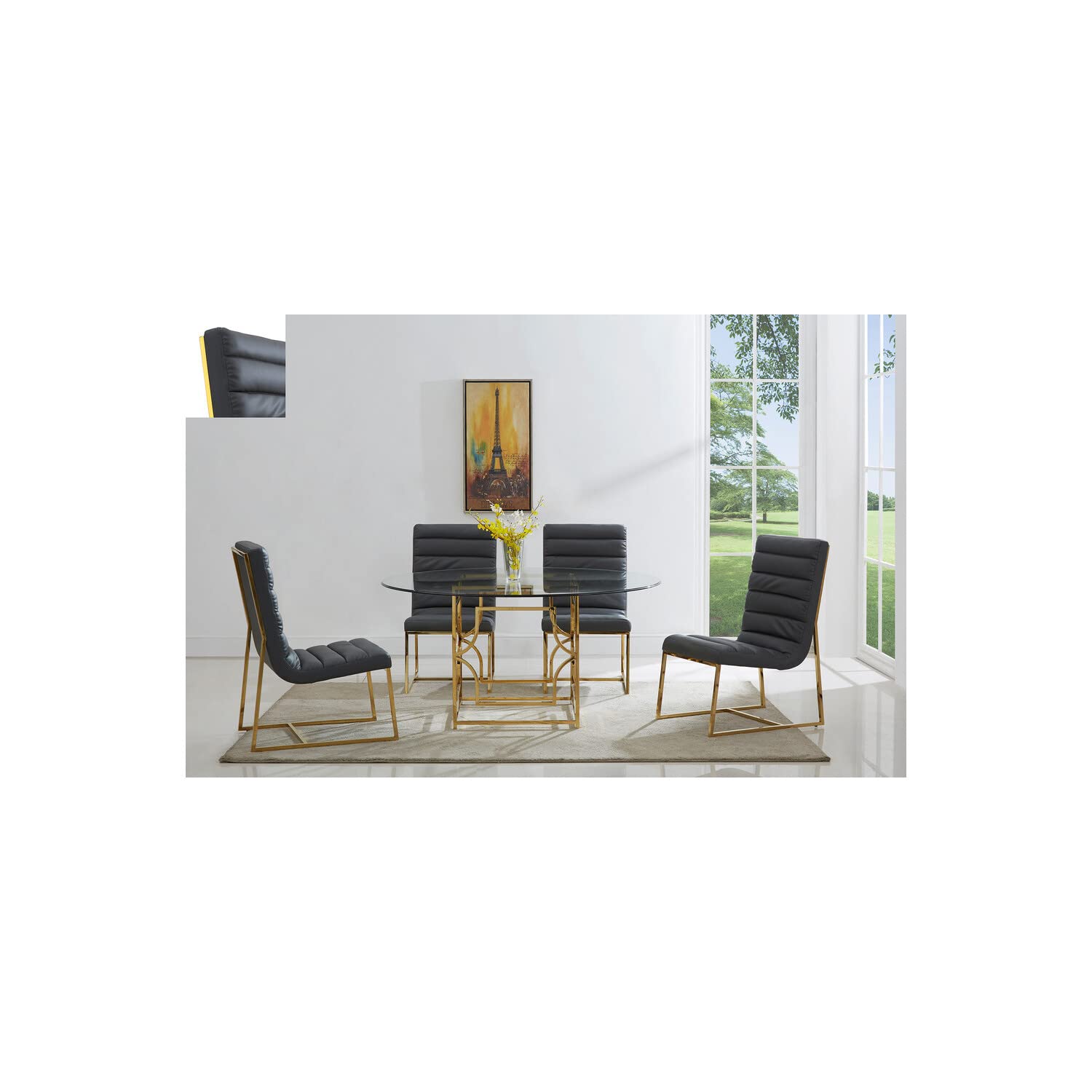 Best Master Alexis 60&quot; Stainless Steel And Glass Round Dining Table In Gold