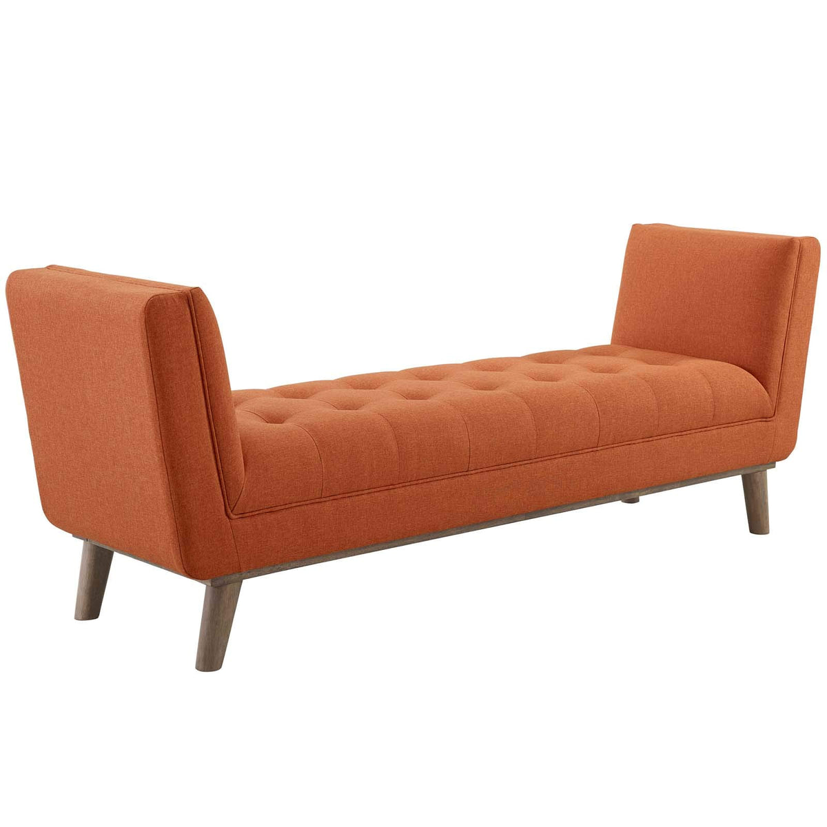 Modway Haven Tufted Button Upholstered Fabric Accent Bench, Orange