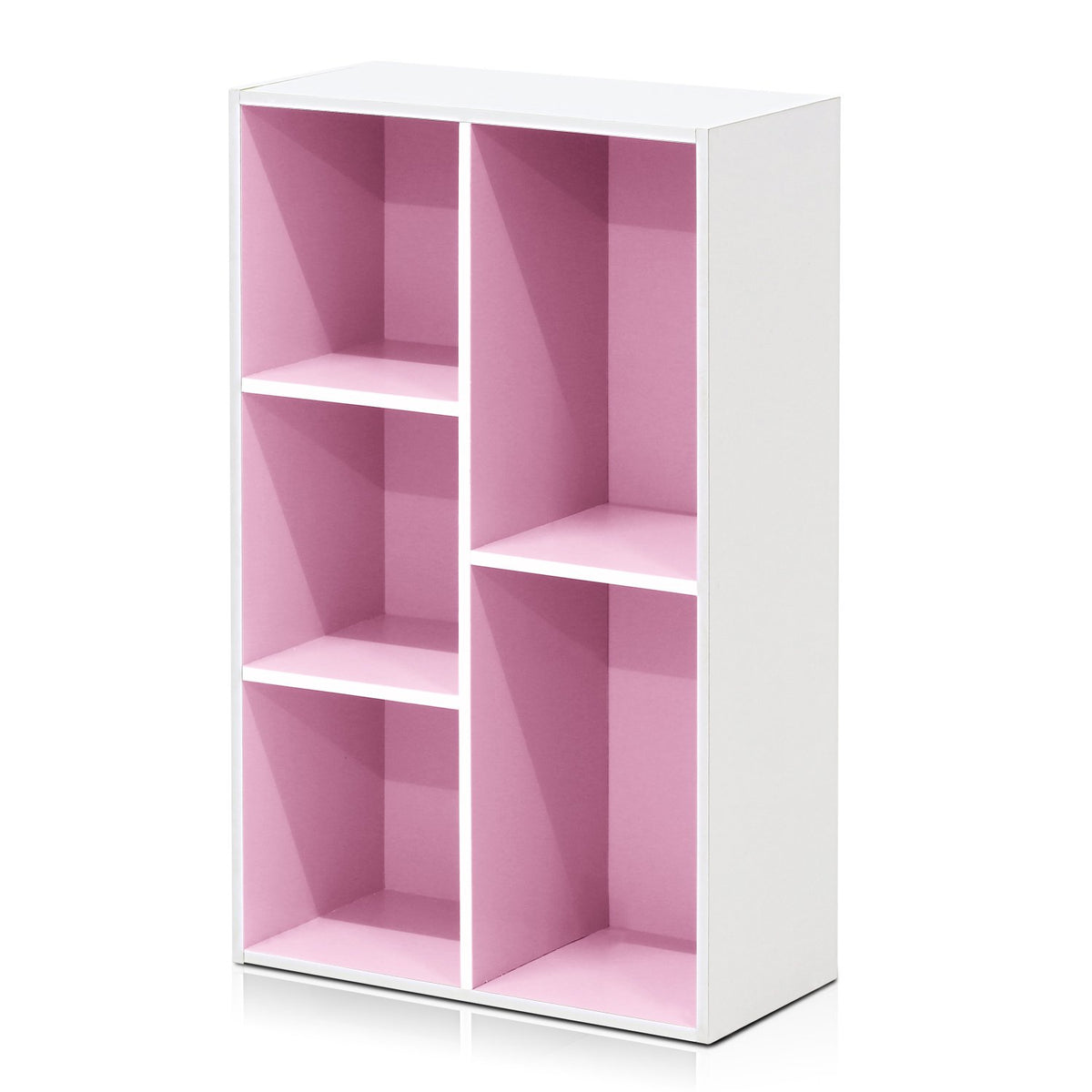 Furinno 5-Cube Reversible Open Shelf, White/Pink 11069Wh/Pi