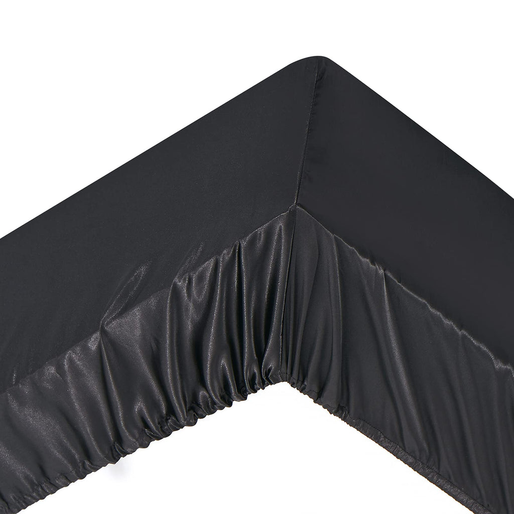 Ersmak 7 Pieces Satin Sheets Set King Size, Luxury Silky Black Satin Bed Sheets Set With 1 Deep Pocket Fitted Sheet, 1 Soft Flat