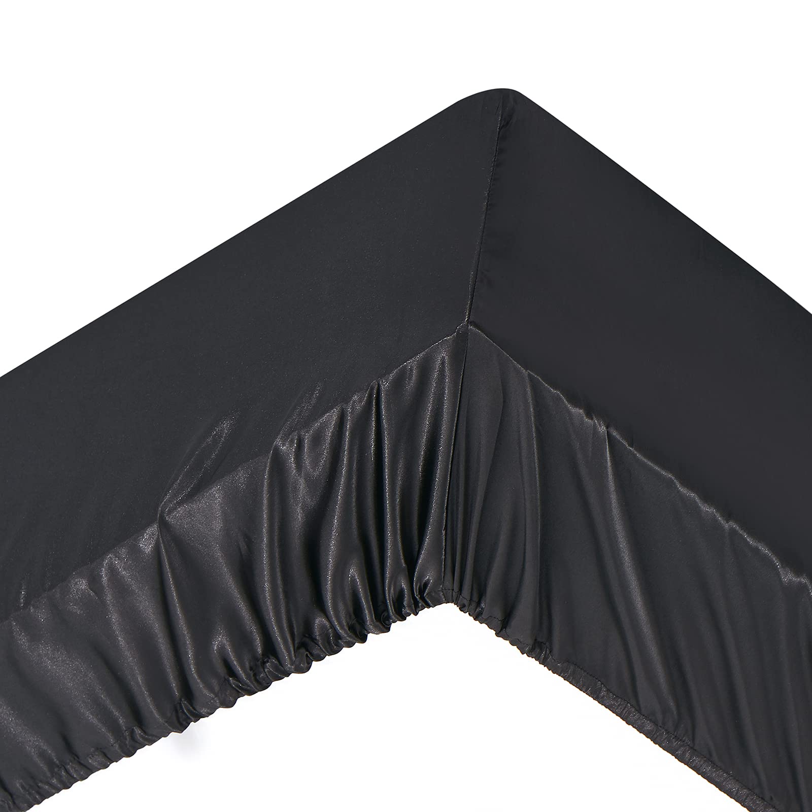 Ersmak 7 Pieces Satin Sheets Set King Size, Luxury Silky Black Satin Bed Sheets Set With 1 Deep Pocket Fitted Sheet, 1 Soft Flat