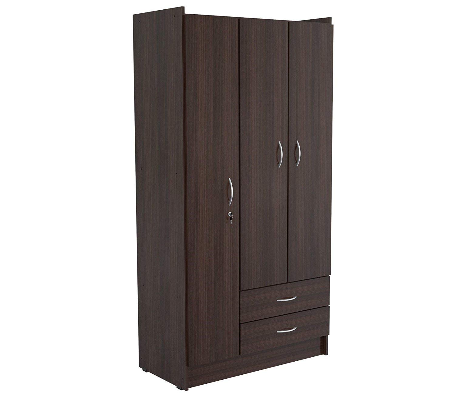 HomeRoots Melamine/Engineered Wood Espresso Finish Wood Wardrobe Armoire