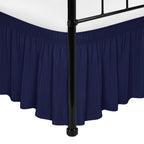 Biscaynebay Wrap Around Bed Skirts With Split Corners For King Beds 15' Drop, Navy Adjustable Elastic Dust Ruffles Easy Fit Wri