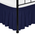 Biscaynebay Wrap Around Bed Skirts With Split Corners For Queen Beds 15' Drop, Navy Adjustable Elastic Dust Ruffles Easy Fit Wr